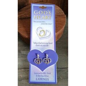 God's Heart 18kt & Sterling Silver Layered Earrings New